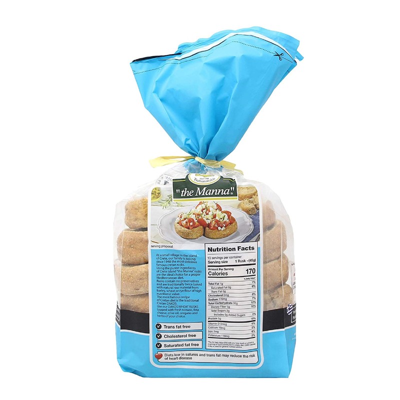 Greek Manna Whole Wheat Rusks from Crete, 600 gr.