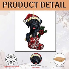 Black Labrador Dog Ornaments for Christmas Tree, Black Labrador Christmas Ornaments - Black Labrador Decor - Gifts for Black Labrador Lovers, Black Labrador Gifts for Women Men - Acrylic Ornament