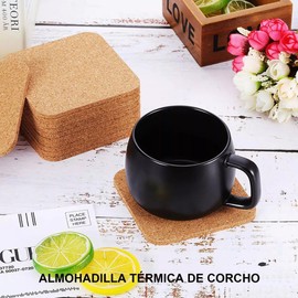 Posavasos de Corcho,30 Piezas Coasters,Posavasos de Bebidas Portavasos Reutilizables Absorbentes de Corchopara,Portavasos para Mesa,Posavasos Cuadrados De Corcho Manualidades De Bricolaje