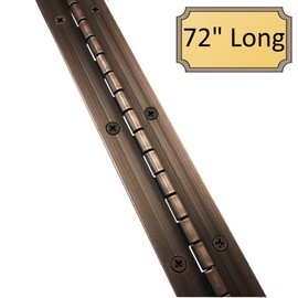 1-1/2" x 72" Continuous Piano Hinge - Heavy Duty .060" Leaf Thickness - Antique Bronze - Matching #6 x 3/4" Screws Included
