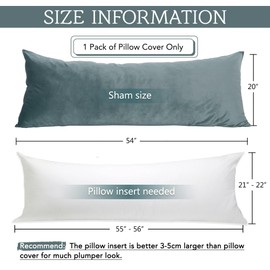 StangH Stone Blue Body Pillow Cover - 20 x 54 Super Soft Velvet Baby Skin Friendly Pillowcase Large Pillow Cases for All Seasons Bed Couch, 20 x 54-inch, 1 Piece