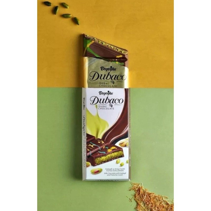 Dubacco Dubai Chocolate Bar, Viral Chocolate, Knafeh, Premium Pistachio Dubai