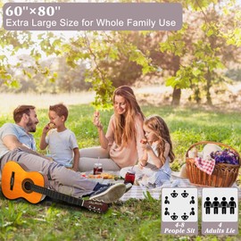 HX&OD Picnic Outdoor Blanket, Extra Large, 80''x80'' Waterproof Foldable Blankets Gingham Picnic Mat for Beach, Camping Grass Lawn Park Accessories Cute Couple Ideas Wedding (Light Brown, 80”x60”)