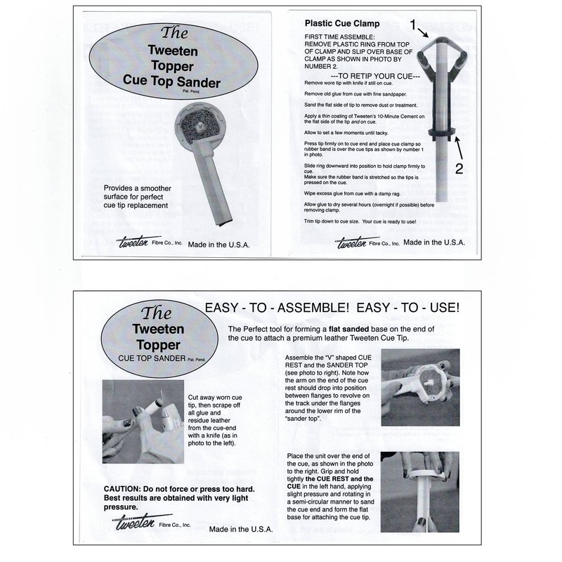 Tweeten Topper Pool Billiard Cue Top Sander