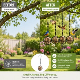 4-Pack Metal Bird Feeder for Garden Feeding – Hanging Suet Fat Ball Holders with Chains for Outdoor Bird Watching