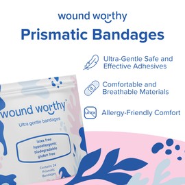 Wound Worthy Prismatic Ultra Gentle Bandages - Advanced Healing with Bordered Foam Dressing, Ultra-Gentle Adhesive - Ideal for Wounds, Bed Sores - Assorted Sizes and Colors