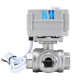 HSH-Flo 3/8 inch 12V/24V AC/DC 3 Way L Port Stainless Steel 304 Auto Return Electrical Position Feedback On/Off Motorized Ball Valve