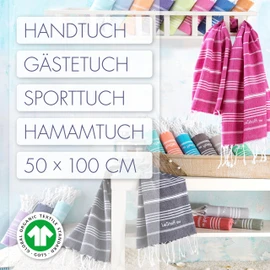 LeStoff Set of 5 Hammam Towels 50 x 100 cm - 100% Organic Cotton, Prewashed, Sustainable, Lightweight, Absorbent & Quick Drying - Towel Set for Bathroom, Guests, Face, Sports, Travel, Camping (Sky