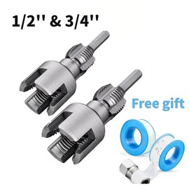 2pcs Integrated Internal & External Pipe Threading Tool with 1/2'' & 3/4'' Dies, Electric Drill Compatible 2 in 1 Pvc Pipe Threader Kit, Dual-Function Pipe Thread Cutting Tool for Home Repair,Free Shipping:_1/2'' & 3/4''