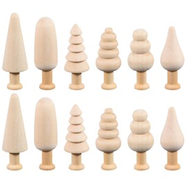 Pack of 12 Empty Wooden Tree, Unfinished Wooden Tree, DIY Wooden Cone Figures, Wooden Cone Figures, Decoration Wooden Figures for Painting, DIY, Unpainted, Woods, for Decoration, Pendants, Crafts