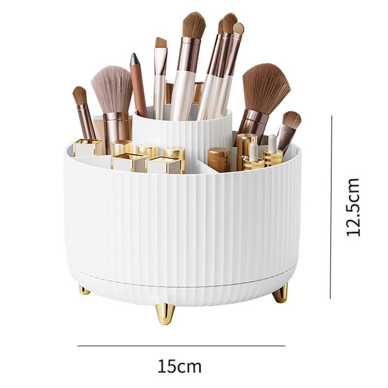 360° Rotating Makeup Organizer for Vanity – Multi-Compartment Cosmetic Storage