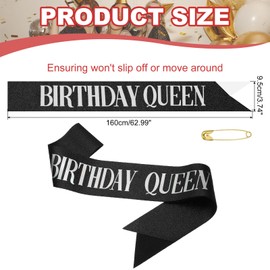 PATIKIL Birthday Girls Sash, Glitter Birthday Sash for Women Satin Queen Sash Party Decorations with Safety Pin for Party Gifts Favors, Black Fantasy