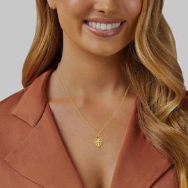 Diamond2Deal Yellow Gold-tone Red and Clear Crystal Sacred Heart Cross Locket Necklace 18"