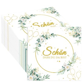 Amycute 80 Stück Servietten Hochzeit, 2-Lagige 33x33cm Tischläufer Salbeigrün, Servietten Eukalyptus Grün, Tischläufer Eukalyptus Grün, Servietten Salbeigrün, Servietten Taufe Kommunion Tischdeko