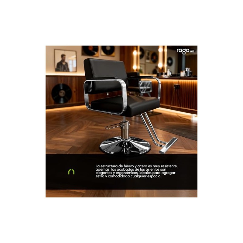 Raganet Silla Hidráulica Profesional Barbería Salón Belleza Base Metálica Redonda