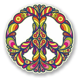 2 x Colourful Peace Symbol Sticker Car Bike Hippy Laptop Decal Camper #5874 (10cm x 10cm)