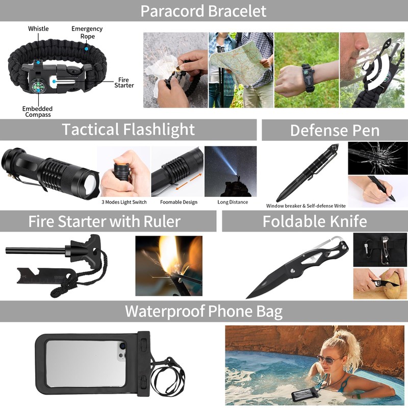 GPUSFAK Emergency Survival Kit and First Aid Kit, Camping First