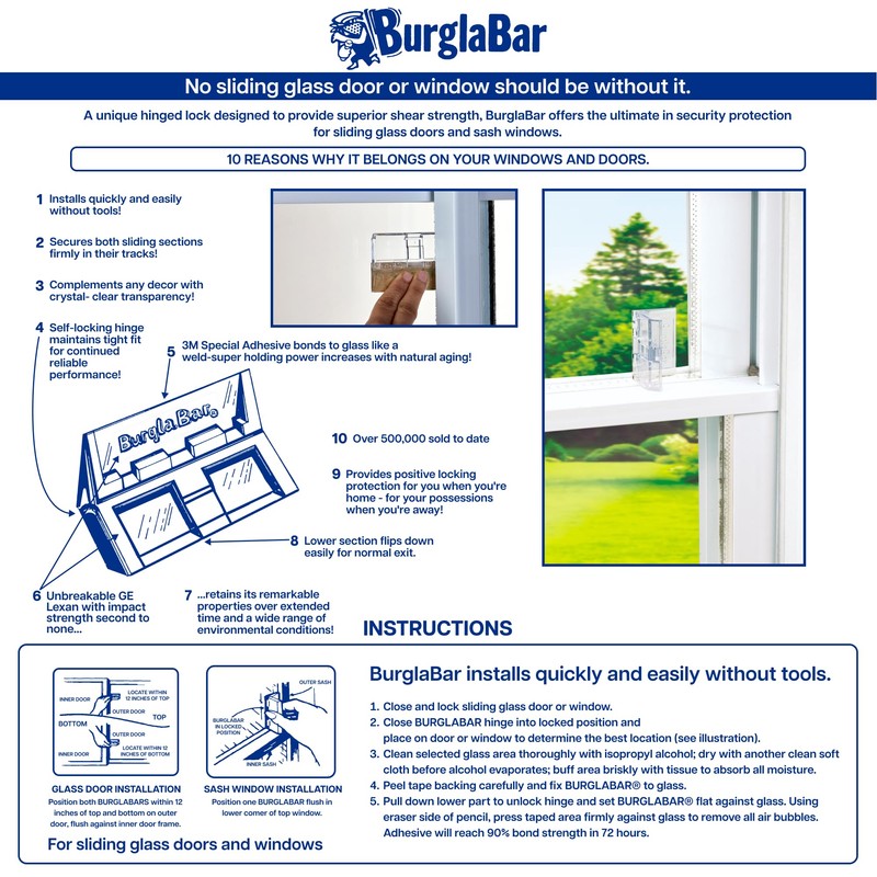Burglabar 2 Pack Additional Security for Sliding Patio Doors,Sliding Glass