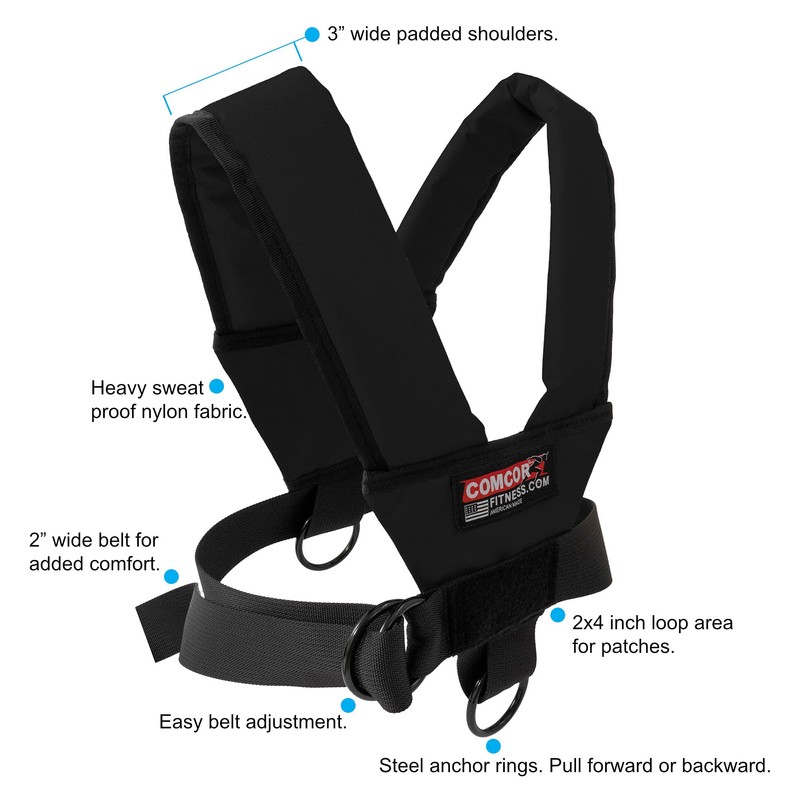 ComCor Pro Sled Harness with Padded Shoulders, Includes 9' Pull