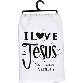 Primitives by Kathy Decorative Kitchen Towel - I Love Jesus But I Cuss A Little