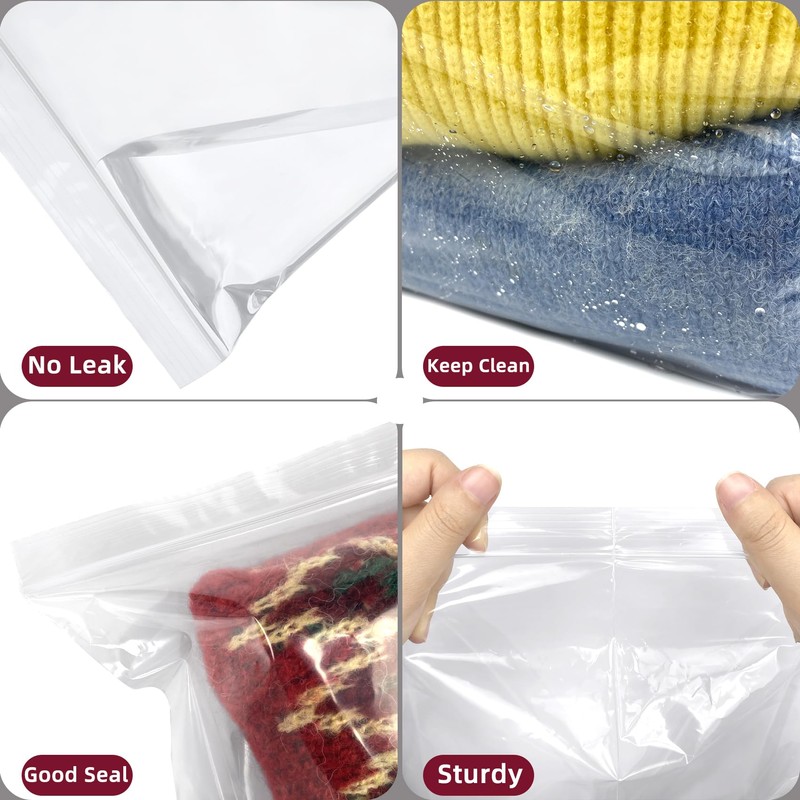 Yotelab Large 5 Gallon Plastic Zipper Storage Bags, 18x24 Inches