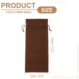 uxcell 4 Pcs Wine Bottle Gift Bags with Drawstrings, Velvet Wine Bags Reusable Liquor Bottle Covers for Wedding Birthday Party, Coffee