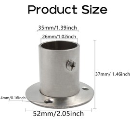 PDETVEO 4Packs 1'' Stainless Steel Pole Sockets Flange Rod Holder, Silver Heavy Duty Curtain Pole Sockets for Closet Wardrobe Shower Curtain Rod (O Shaped)