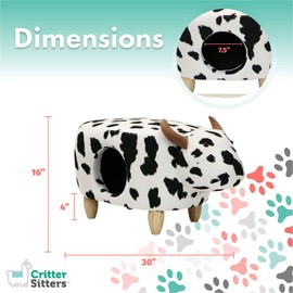 Critter Sitters 16" Seat Height Animal (Black/White Cow) Shape Pet House Ottoman