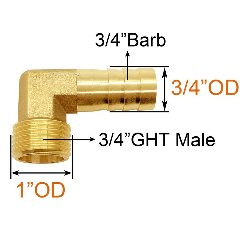 Joywayus Brass Garden Hose Fitting 90 Degree Elbow 3/4" Barb
