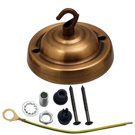 LEDSone Vintage 105mm Ceiling Rose for Light Fittings Chandeliers with Hook Suitable for Light Fixture Decor (Yellow Brass)