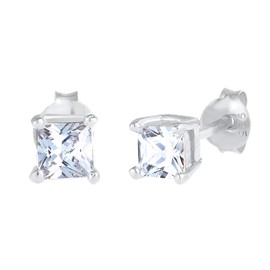 Kuzzoi 0302732023 Men's Earrings with Sparkling Cubic Zirconia Square (4 mm) Made of 925 Sterling Silver High-Quality Earrings for Men, Sterling Silver, Cubic Zirconia