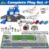 Airplane Toy Set with Helicopter, Trucks & Airport Playmat –