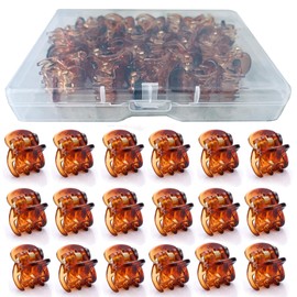 24Pcs Mini Hair Claw Clips for Girls and Women, Small Hair Claw Clips Tiny Plastic Hair Claws Pins Clamps with a Box Brown