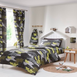 Happy Linen Company Girls Boys Kids Camo Camouflage Green Toddler Cot Bed Reversible Soft Easy Care Bed Linen Duvet Cover Quilt Bedding Set With Pillow Case