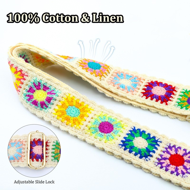 ZANZER Cotton Guitar Strap | Jacquard Crochet Design & Adjustable