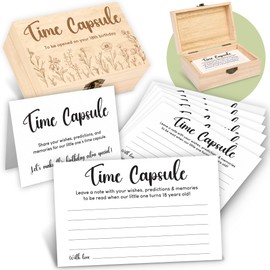 Woodamore Time Capsule Box 1st Birthday - Baby Time Capsule For First Birthday Party Games, 1st Birthday Party Activities For Guests, Time Capsule Cards 1st Birthday Keepsake Gifts For Babies Girl