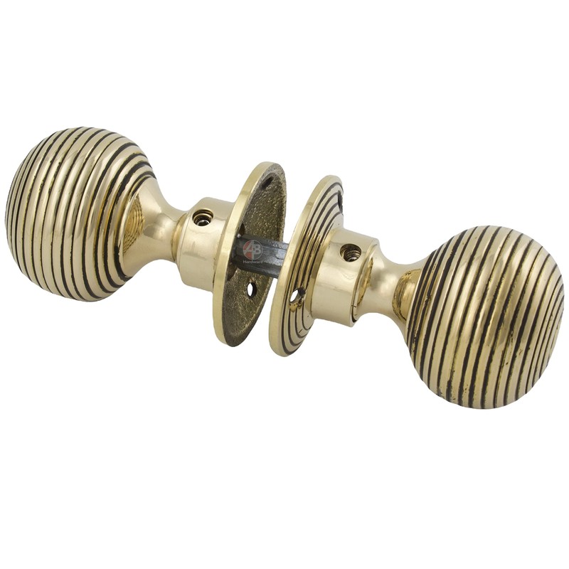 A.B Hardware Solid Unlacquered Brass Beehive Style Door Knob Pair