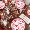 HANSAMU 24 Pcs Valentine Paper Plates Red Heart Printed Round