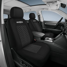 TOYOUN 2 x Universal Front Seat Covers White/Black Two Tone