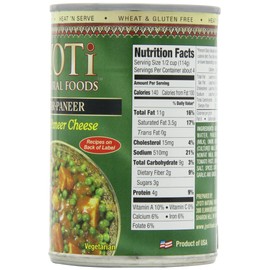 Jyoti Matar Paneer, 12 cans of 15 oz each, All Natural, Product of USA, Gluten Free, Vegetarian, BPA Free, Halal