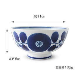 Hakusan Toki Tea Wan, Blue Bloom, Small, Approx. 4.3 x 2.2 inches (11 x 5.5 cm), Hasami Ware, Made in Japan