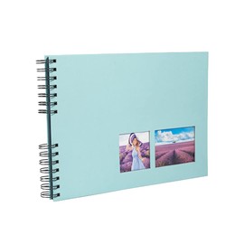 Exacompta Milano 15001E Spiral Photo Album 150 Photos 50 Black Pages Format 32 x 22 cm Cover Made of Green Paper with Textile Effect Window for Customisation FSC® Certified