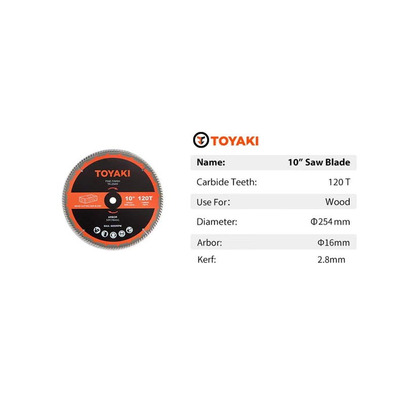 TOYAKI 10-Inch Miter Saw Blade, 120-Tooth Fine-Finish Professional Woodworking Saw