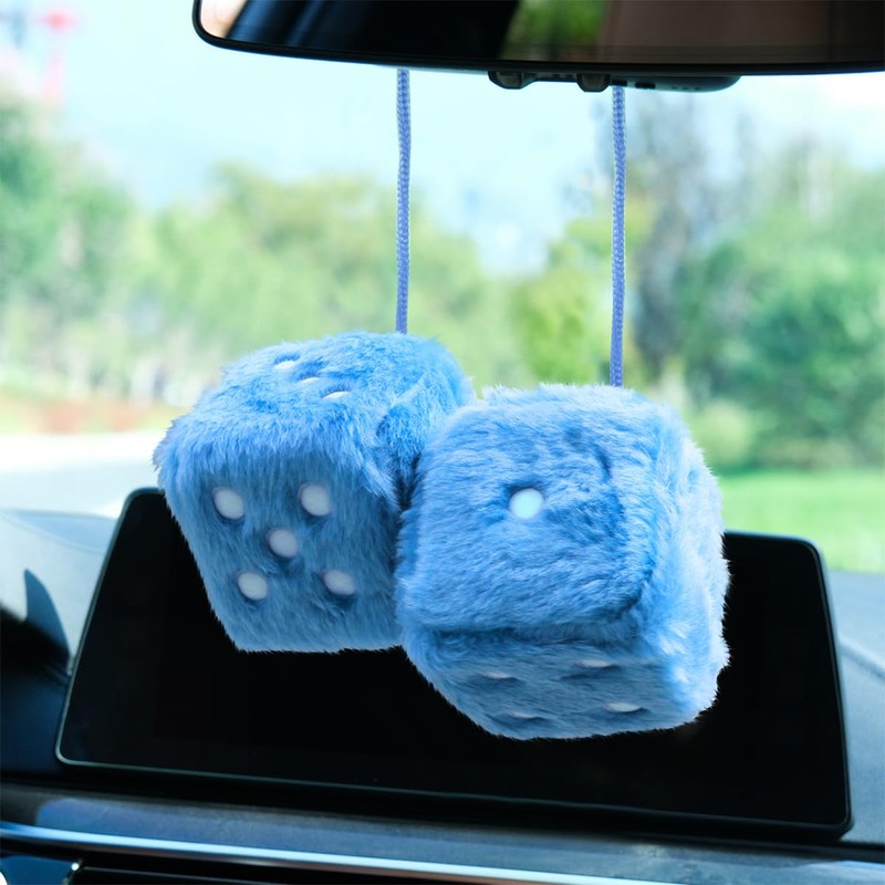 Moioee Pair of Retro Square, 3 inch Fuzzy Plush Dice