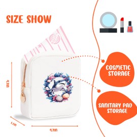 BJDAMAI Mini Makeup Bag, Cute Portable Zipper Pouch Cosmetic Bag For Teen Girls Kids, Small Storage Bag For Sanitary Pad, Coin, Lipstick, Jewelry!, Shark, Cute