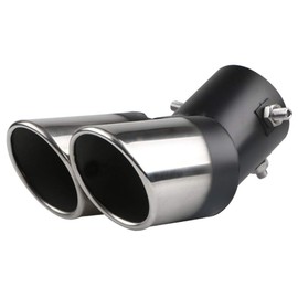 idain Car Stainless Steel Dual Exhaust Pipe Tail Muffler Tip Pipe Diameter 1.5" to 2" Curved Type TailPipe Muffler Modification
