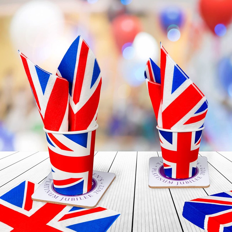 60Pcs Great Britain GB UK Union Jack Party Napkins Serviettes