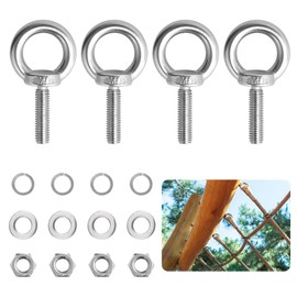 DesertBoy M8 Lifting Eye Bolt, 4 Pcs 304 Stainless Steel Lifting Ring Eye Bolts, M8 x 30 mm, Ring Shape Eyebolts, Male Thread Ring Screw, Lifting Ring Eye Bolts, with Hex Nuts & Washers, for Hanging