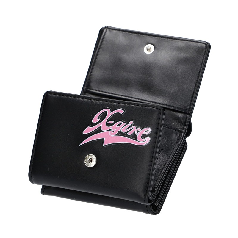 X-Girl Sticker Mini Wallet, Black Trifold Wallet