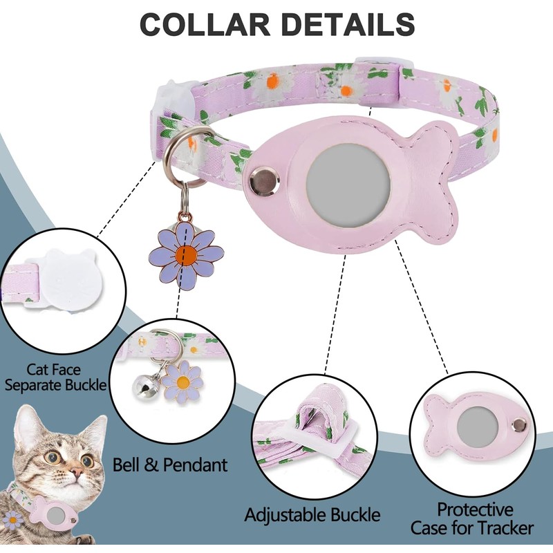 Breakaway Cat Collar, 8-12 in Adjustable Buckle Kitten Collars with